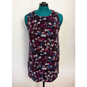 J Jill Women’s Floral Tank Top Medium Multicolor Sleeveless Jersey Knit Casual